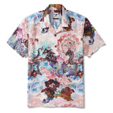 Men's Hawaiian Shirt Short Sleeve Camp Collar 100% Cotton Aloha Dragon Odyssey