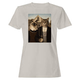 American Gothic Cat Women's T-Shirt Ice Grey