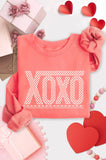 Xoxo Checkered Heart Graphic Brushed Sweatshirt