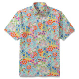 Hawaiian Shirt For Men Summer Flower Garden Designs Button-down Shirt Short Sleeve 100% Cotton Shirt Summer Flower Garden By Cecca Designs