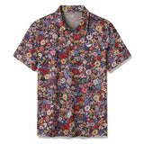 Men's Hawaiian Polo Shirt Among the Flowers Print Short Sleeve Golf Shirt Among The Flowers Polo