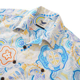 Men's Hawaiian Shirt Short Sleeve Camp Collar 100% Cotton Blue Aloha Sunny Summer Seas