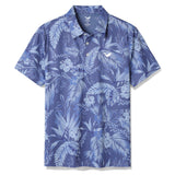Men's Hawaiian Tropical Blue Bush Print Short Sleeve Polo Shirt Tropical Blue Bush Polo