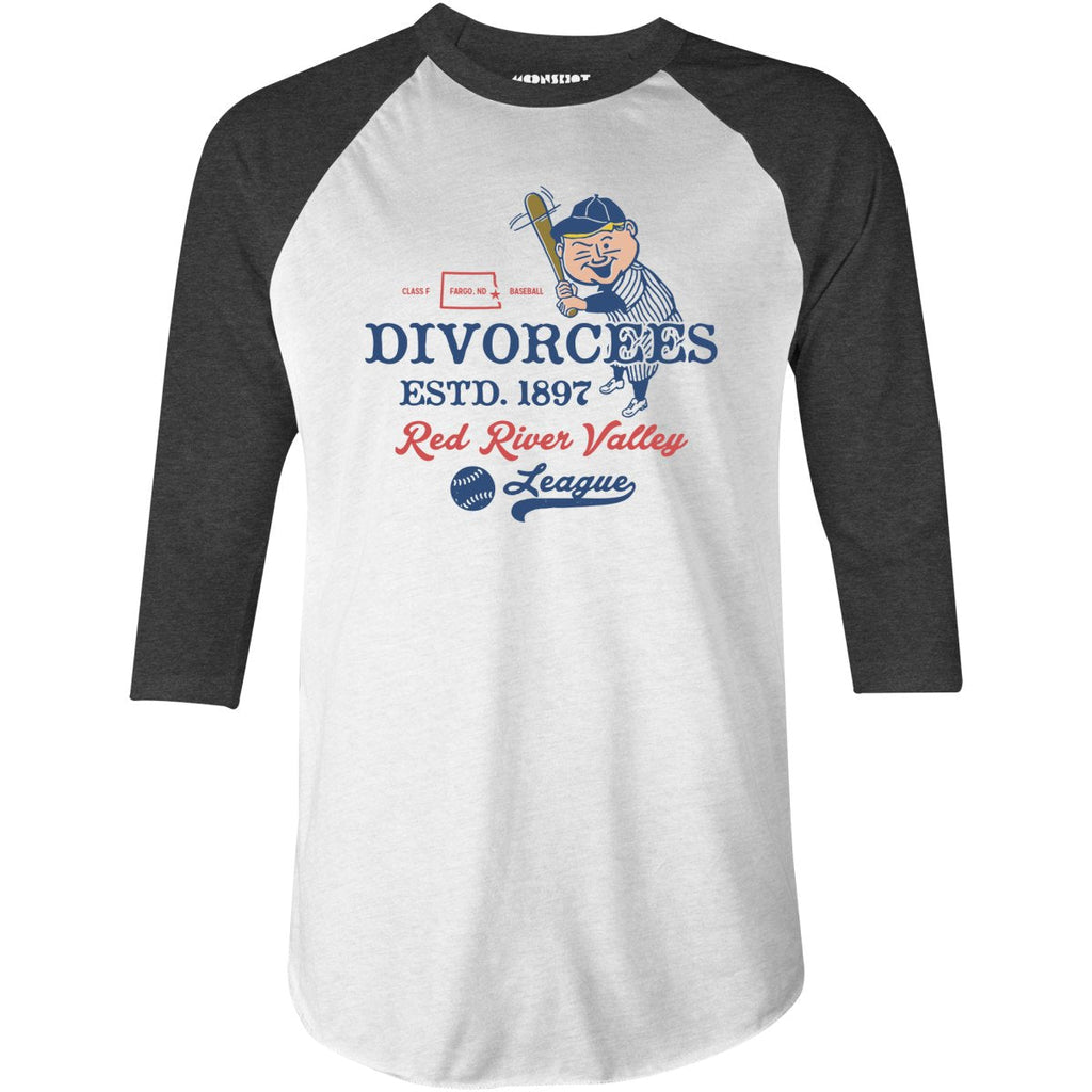Fargo Divorcees - North Dakota - Vintage Defunct Baseball Teams - 3/4 Sleeve Raglan T-Shirt