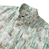 Men's Hawaiian Shirt Short Sleeve Button-down 100% Cotton Green Aloha Birds of the Billabong By Katherine Quinn