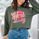 Gold Glitter Breast Cancer Game Day Chenille Patch Crewneck Sweatshirt Unisex T-shirt, Sweatshirt, Hoodie, Long Sleeve Tee