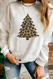Plush Leopard Tree Patched Drop Shoulder Sweatshirt (S-Xl)