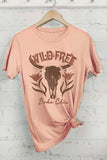 Wild Free Flower Cow Skull Graphic Tshirts