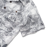 Men's Hawaiian Shirt Short Sleeve Camp Collar 100% Cotton Gray Aloha Ocean Spirit