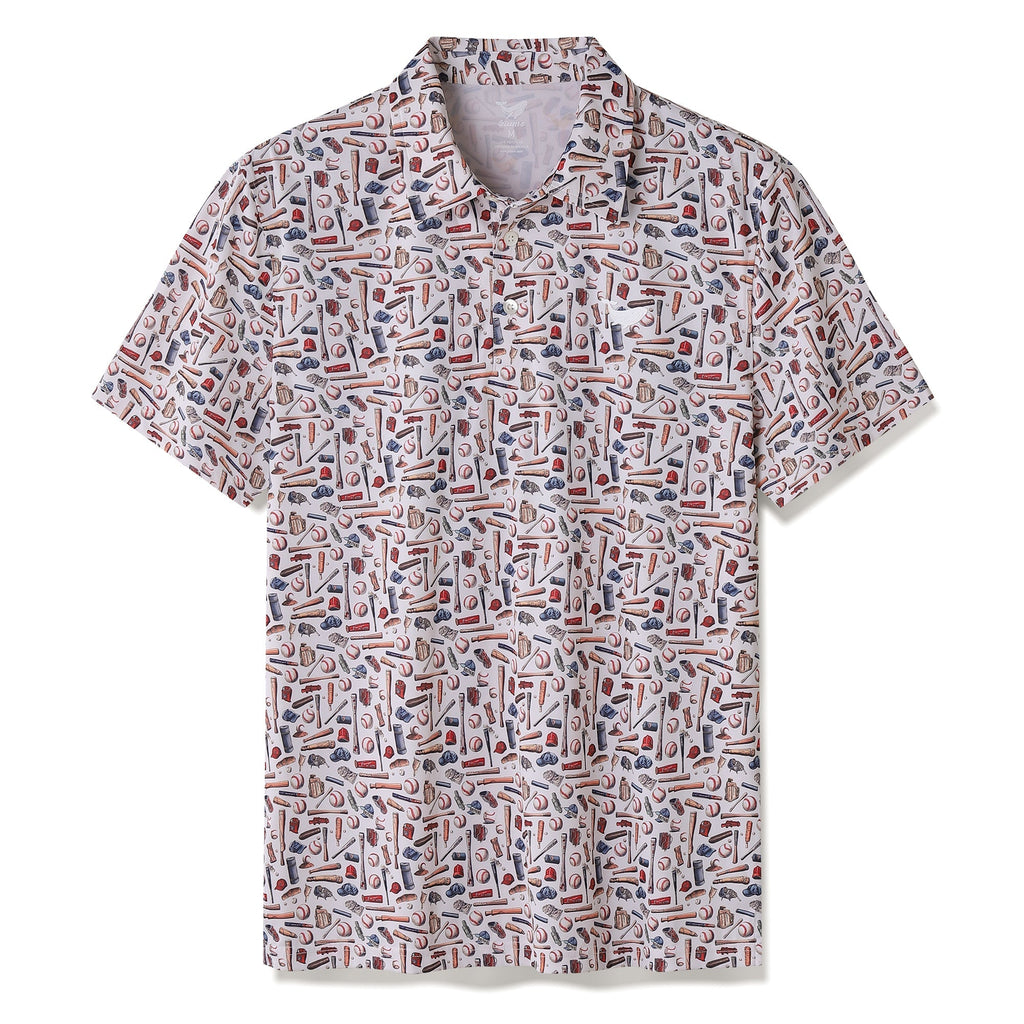 Men's Hawaiian Field of Dreams Print Short Sleeve Polo Shirt Field Of Dreams Polo