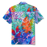 Men's Hawaiian Shirt Short Sleeve Camp Collar 100% Cotton Purple Aloha Tropical Aloha