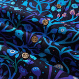 Men's Hawaiian Shirt Short Sleeve Button-down 100% Cotton Blue Aloha Midnight Garden
