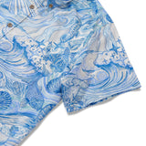 Men's Hawaiian Shirt Short Sleeve Button-down 100% Cotton Blue Aloha Dreamy Ocean