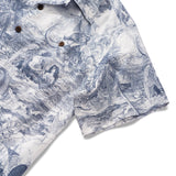 Men's Hawaiian Shirt Short Sleeve Camp Collar 100% Cotton Blue Aloha Ocean Muse