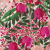 Men's Hawaiian Shirt Short Sleeve Camp Collar 100% Cotton Red Aloha Wild and Unique Flowers By Jasmine Blooms Designs