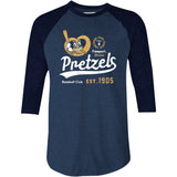 Freeport Pretzels - Illinois - Vintage Defunct Baseball Teams - 3/4 Sleeve Raglan T-Shirt