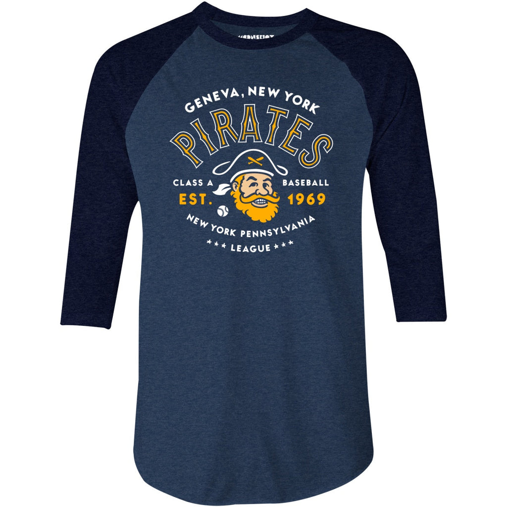 Geneva Pirates - New York - Vintage Defunct Baseball Teams - 3/4 Sleeve Raglan T-Shirt