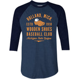 Holland Wooden Shoes - Michigan - Vintage Defunct Baseball Teams - 3/4 Sleeve Raglan T-Shirt