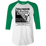Hollywood Bowling Lanes - Rego Park, NY - Vintage Bowling Alley - 3/4 Sleeve Raglan T-Shirt