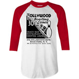 Hollywood Bowling Lanes - Rego Park, NY - Vintage Bowling Alley - 3/4 Sleeve Raglan T-Shirt