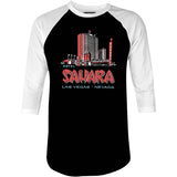 Hotel Sahara Exterior - Vintage Las Vegas - 3/4 Sleeve Raglan T-Shirt