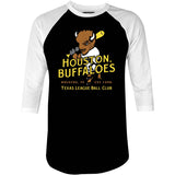 Houston Buffaloes - Texas - Vintage Defunct Baseball Teams - 3/4 Sleeve Raglan T-Shirt