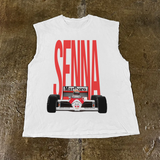 AYRTON 'SENNA' CUT OFF WHITE T-SHIRT