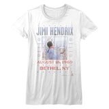 Jimi Hendrix Woodstock Womens T-Shirt