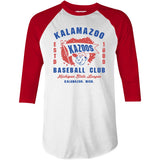 Kalamazoo Kazoos - Michigan - Vintage Defunct Baseball Teams - 3/4 Sleeve Raglan T-Shirt