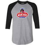 Kick Ass Bubble Gum - 3/4 Sleeve Raglan T-Shirt