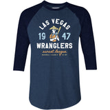 Las Vegas Wranglers - Nevada - Vintage Defunct Baseball Teams - 3/4 Sleeve Raglan T-Shirt