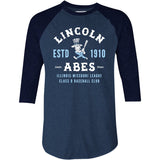 Lincoln Abes - Illinois - Vintage Defunct Baseball Teams - 3/4 Sleeve Raglan T-Shirt