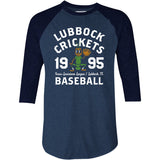 Lubbock Crickets - Texas - Vintage Defunct Baseball Teams - 3/4 Sleeve Raglan T-Shirt