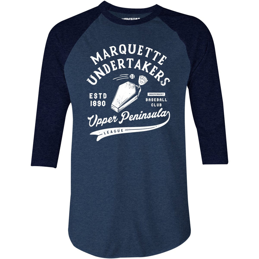 Marquette Undertakers - Michigan - Vintage Defunct Baseball Teams - 3/4 Sleeve Raglan T-Shirt
