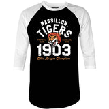 Massillon Tigers - Ohio - Vintage Defunct Football Teams - 3/4 Sleeve Raglan T-Shirt