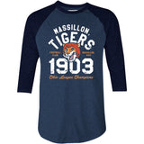 Massillon Tigers - Ohio - Vintage Defunct Football Teams - 3/4 Sleeve Raglan T-Shirt