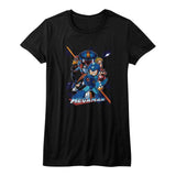 Mega Man Collage Orange Beam Womens T-Shirt