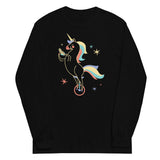Unicycling Unicorn With Corn Unisex Long Sleeve Tee