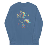 Unicycling Unicorn With Corn Unisex Long Sleeve Tee