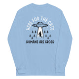 Here For The Cats, Humans Are Gross Unisex Long Sleeve Tee