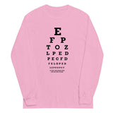 Too Close Eye Chart Unisex Long Sleeve Tee