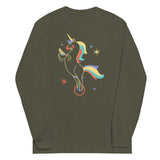 Unicycling Unicorn With Corn Unisex Long Sleeve Tee