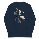 Unicycling Unicorn With Corn Unisex Long Sleeve Tee