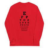 Too Close Eye Chart Unisex Long Sleeve Tee