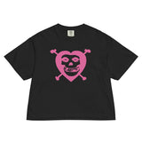 Misfits Heart Skull Mineral Wash Womens Crop Tee