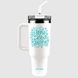 Kerusso 40 oz Stainless Steel Mug With Straw Be Joyful