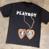 FEB 1957 PLAYBOY 'JAYNE LOCKET' HEAVY FADED BLACK T-SHIRT