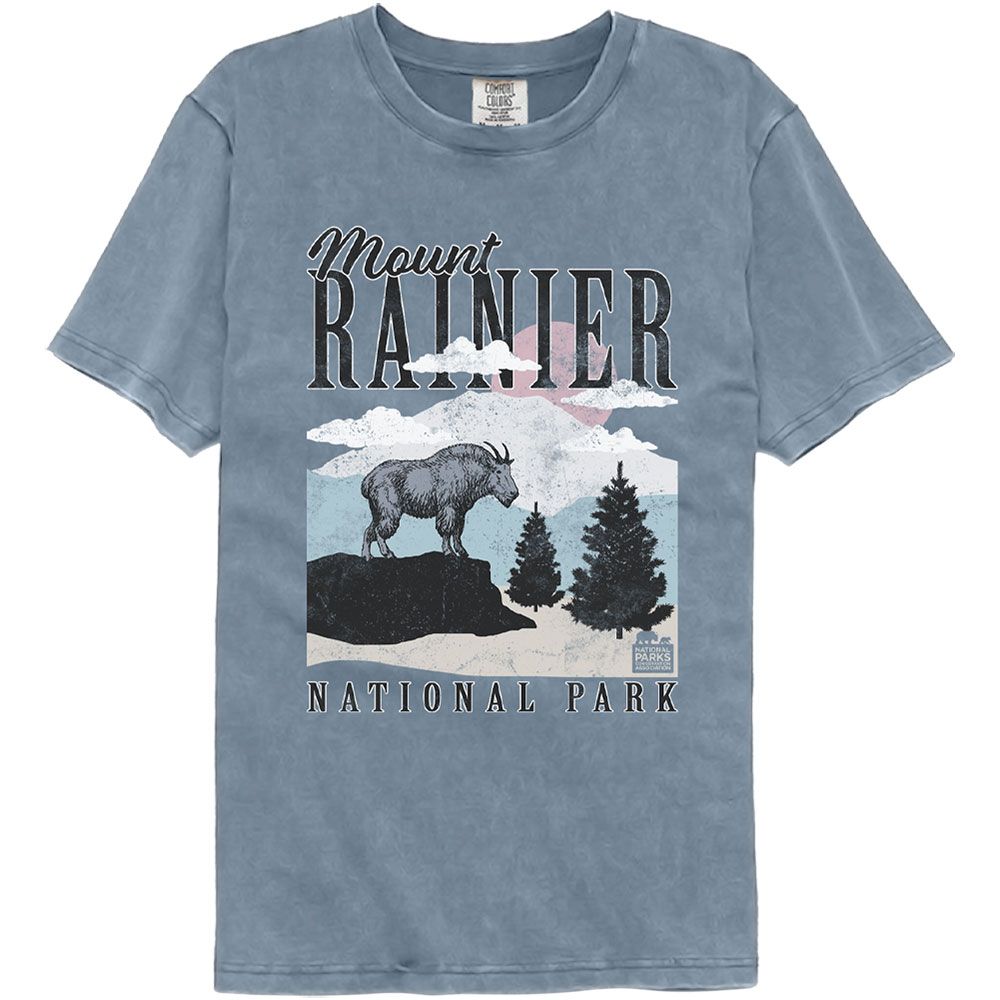 National Parks - Ranier Minimalist Landscape Comfort Color T-Shirt