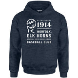 Norfolk Elk Horns - Nebraska - Vintage Defunct Baseball Teams - Unisex Hoodie