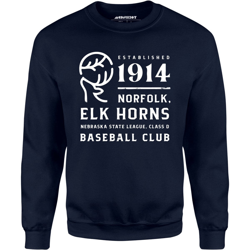 Norfolk Elk Horns - Nebraska - Vintage Defunct Baseball Teams - Unisex Sweatshirt